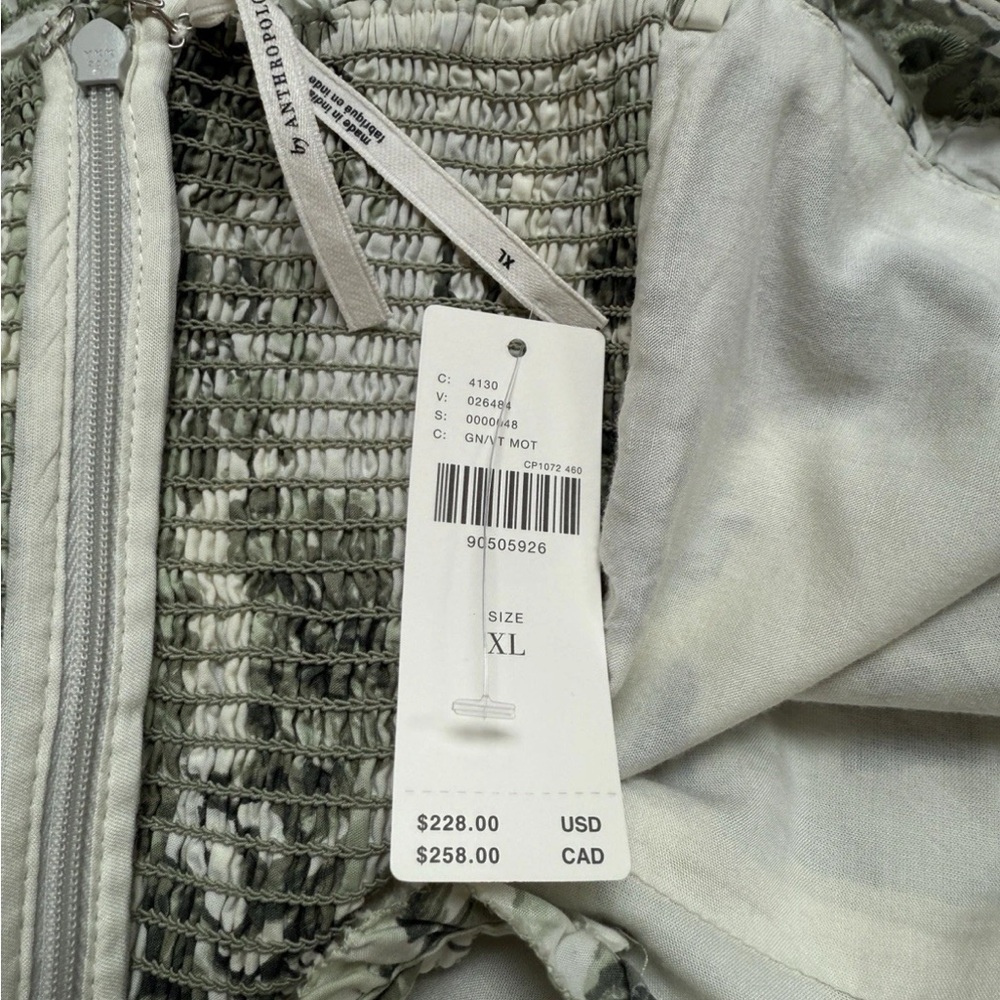 Anthropologie Sleeveless Sweatheart Maxi Dress with Olive Floral Print Sz XL - Picture 7 of 8